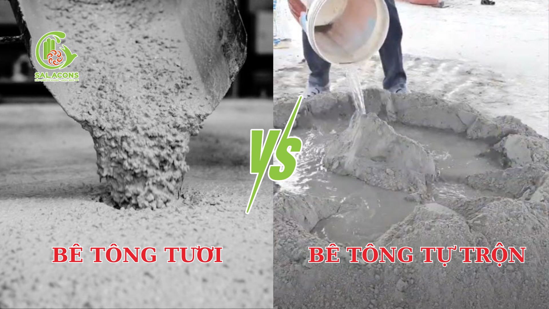 So sánh bê tông tươi và bê tông tự trộn So sánh bê tông tươi và bê tông tự trộn