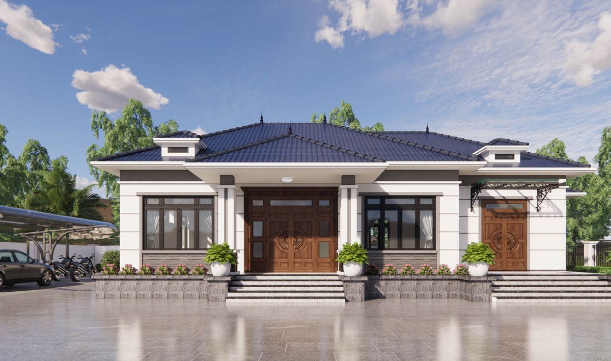 Mẫu nhà cấp 4 mái Nhật 4 phòng ngủ Mẫu nhà cấp 4 mái Nhật 4 phòng ngủ