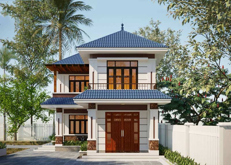 Mẫu nhà ống 2 tầng chữ L đẹp ở nông thôn Mẫu nhà ống 2 tầng chữ L đẹp ở nông thôn