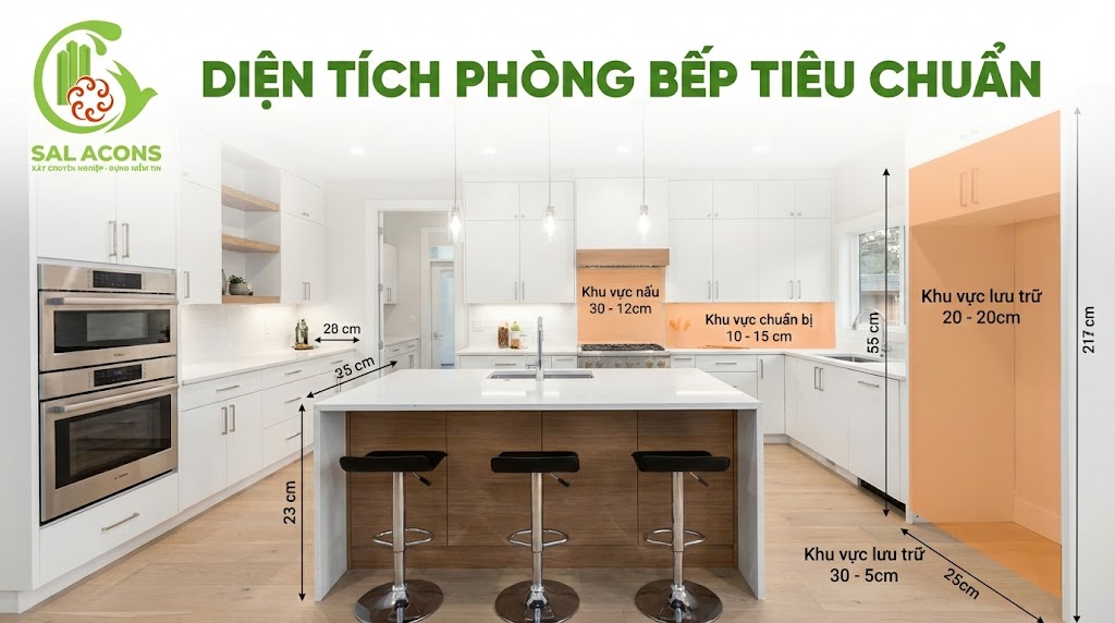 Diện tích phòng bếp tiêu chuẩn