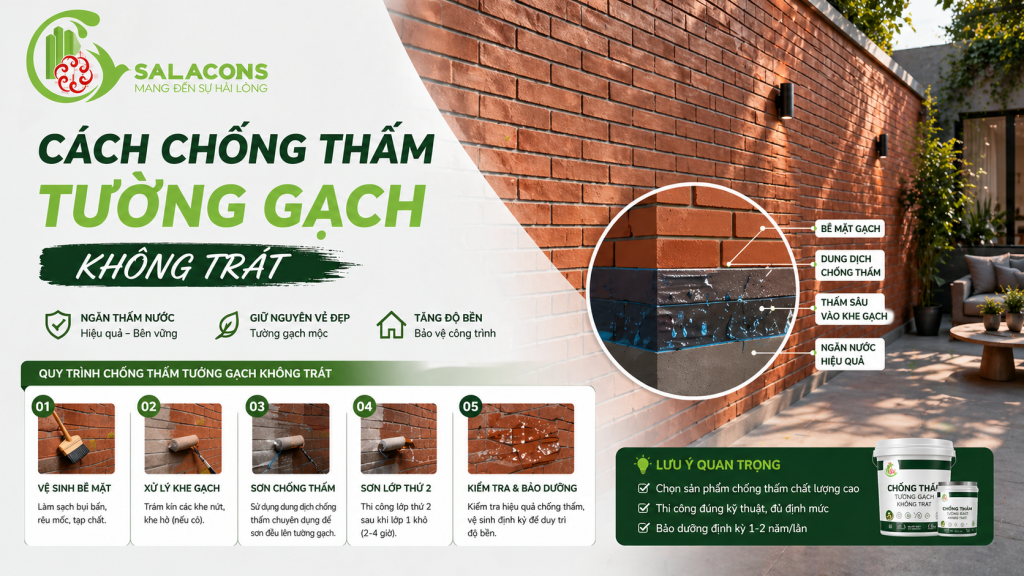 Cách chống thấm tường gạch không trát