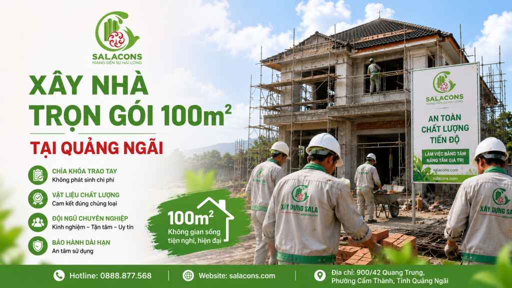 Xây nhà trọn gói 100m2 tại Quảng Ngãi