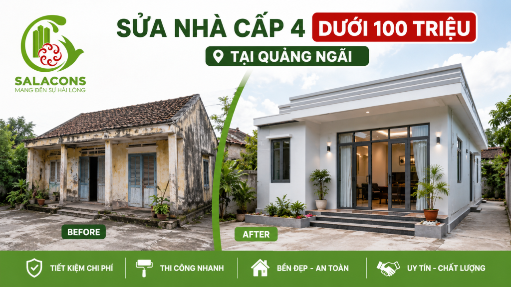 Sửa nhà cấp 4 dưới 100 triệu tại Quảng Ngãi